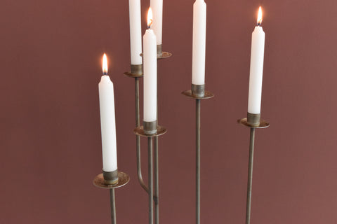 Vintage Metal Floor Standing Candle Holder / Candelabra
