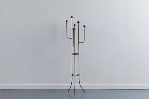 Vintage Metal Floor Standing Candle Holder / Candelabra
