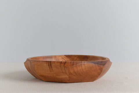 Vintage Mid-Century Octagonal Hand Turned Wooden Bowl