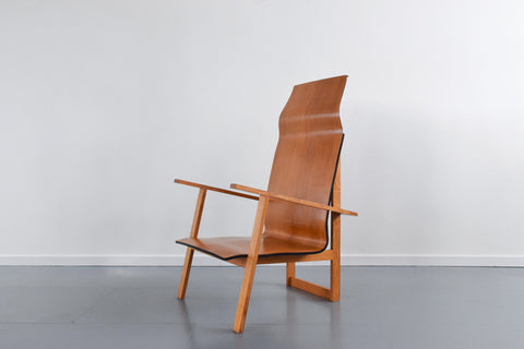 Vintage Modernist 1930s Bauhaus Style Bent Plywood Accent Arm Chair