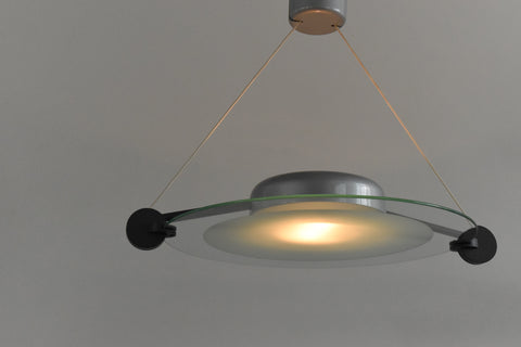 Vintage Modernist 1980s Glass Cyclos Ceiling Light by Michele De Lucchi for Artemide