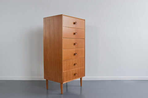Vintage Oak Tallboy Chest of Drawers by Meredew