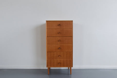 Vintage Oak Tallboy Chest of Drawers by Meredew