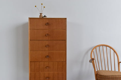 Vintage Oak Tallboy Chest of Drawers by Meredew