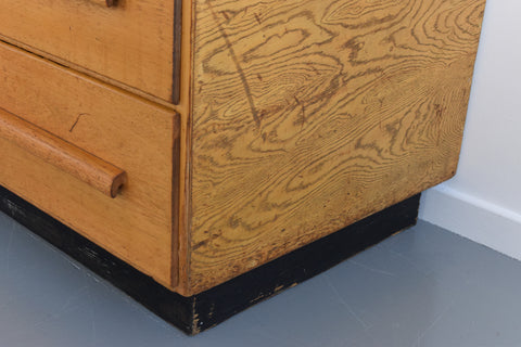 Vintage Oak 6 Drawer Chest of Drawers / Plan Chest