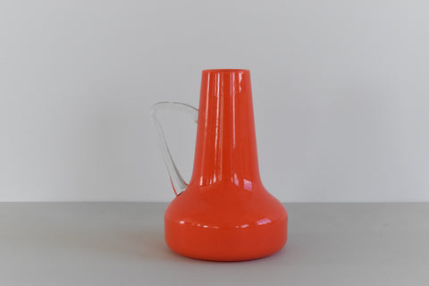 Vintage Orange Glass Vase with Handle