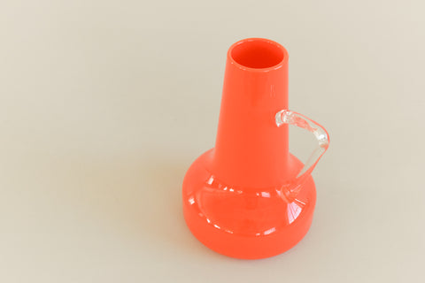 Vintage Orange Glass Vase with Handle