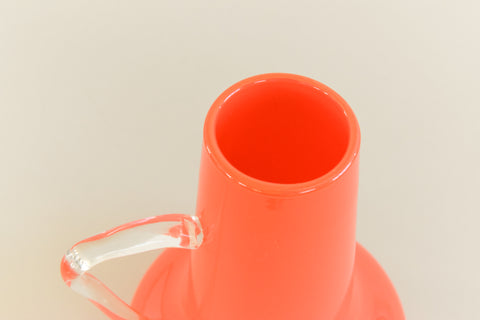 Vintage Orange Glass Vase with Handle