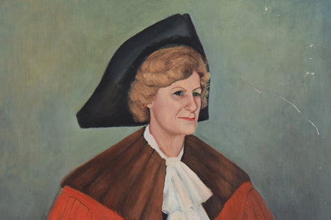 Vintage Original 1960s Oil on Board Portrait Painting of a Lady in Robes by Cynthia Oliver