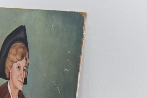 Vintage Original 1960s Oil on Board Portrait Painting of a Lady in Robes by Cynthia Oliver