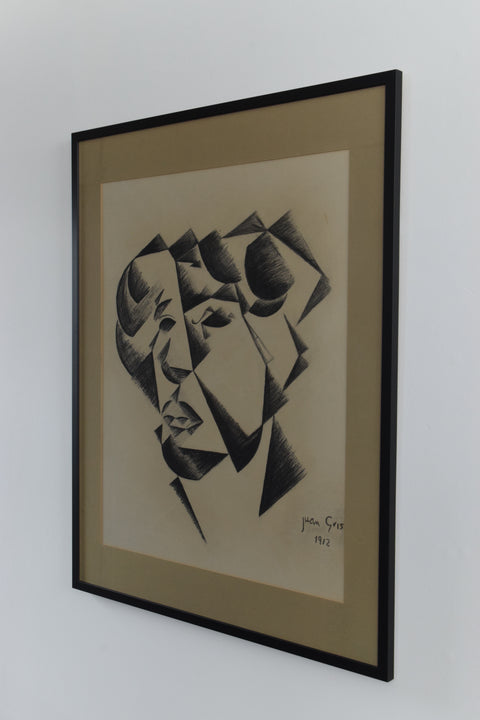 Vintage Original Charcoal Drawing After Juan Gris
