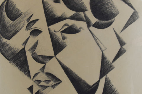 Vintage Original Charcoal Drawing After Juan Gris