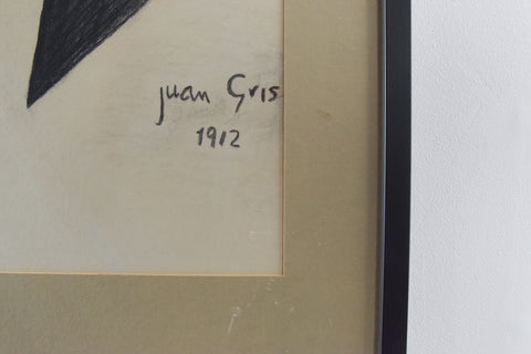 Vintage Original Charcoal Drawing After Juan Gris