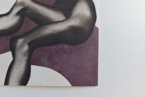 Vintage Original Female Nude Charcoal Drawing by Artist Robert Arthur Bramwell