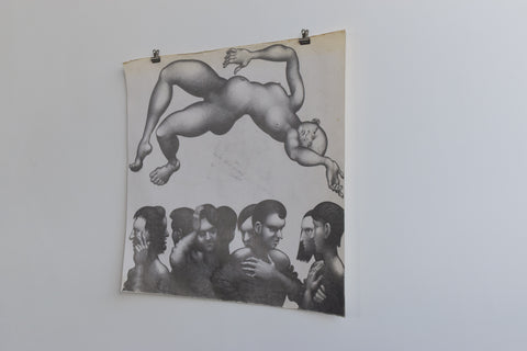 Vintage Original Figurative Pencil Drawing by Artist Robert Arthur Bramwell