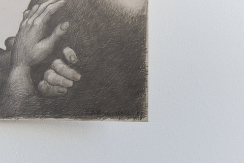 Vintage Original Figurative Pencil Drawing by Artist Robert Arthur Bramwell