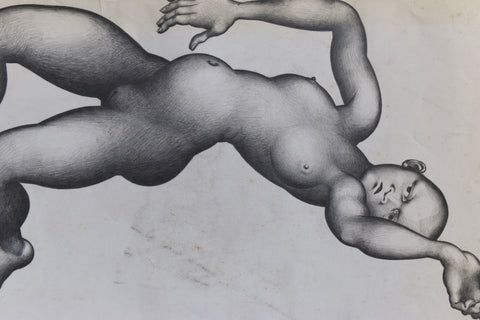 Vintage Original Figurative Pencil Drawing by Artist Robert Arthur Bramwell