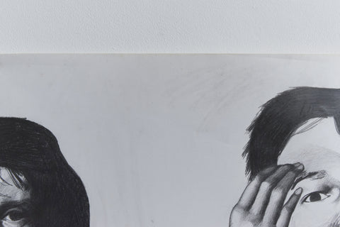 Vintage Original Figurative Pencil Drawing of Two Female Heads by Artist Robert Arthur Bramwell