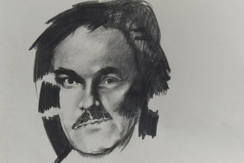 Vintage Original Figurative Pencil Drawing of Two Male Heads by Artist Robert Arthur Bramwell