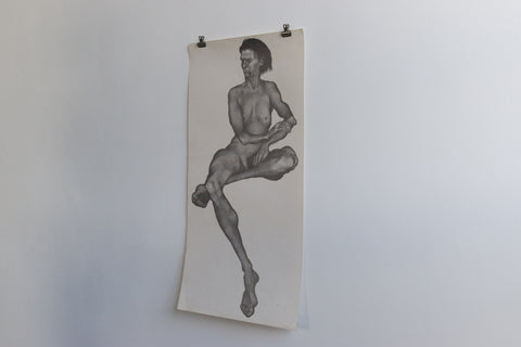 Vintage Original Male Nude Pencil Drawing by Artist Robert Arthur Bramwell