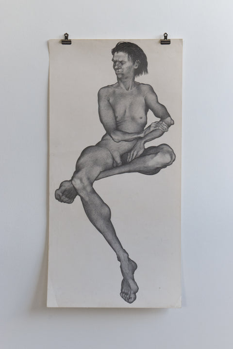 Vintage Original Male Nude Pencil Drawing by Artist Robert Arthur Bramwell