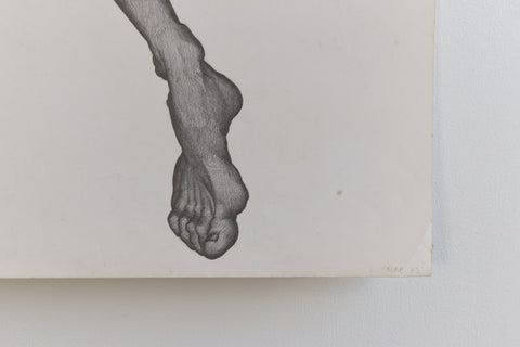 Vintage Original Male Nude Pencil Drawing by Artist Robert Arthur Bramwell