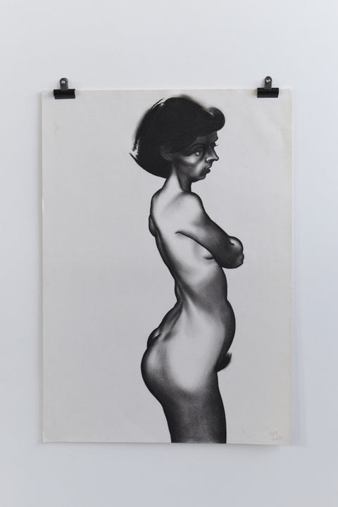 Vintage Original Pastel Female Nude Life Drawing by Artist Robert Arthur Bramwell
