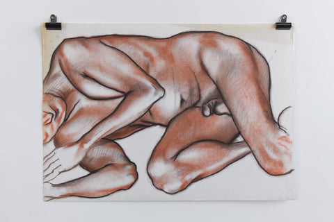 Vintage Original Pastel Male Nude Life Drawing by Artist Robert Arthur Bramwell