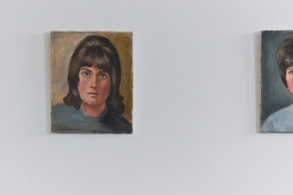 Vintage Original Small 1960s Oil on Canvas Female Portrait Painting ...