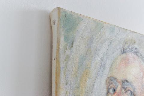 Vintage Original Small 1990s Oil on Canvas Portrait Painting