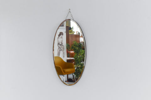 Vintage Frameless Oval Bevelled Mirror