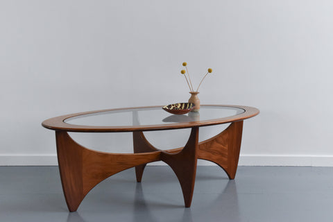 Vintage Oval G Plan Astro Teak and Glass Coffee Table
