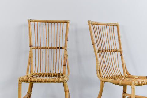 Vintage Pair of Bamboo Rattan Chairs