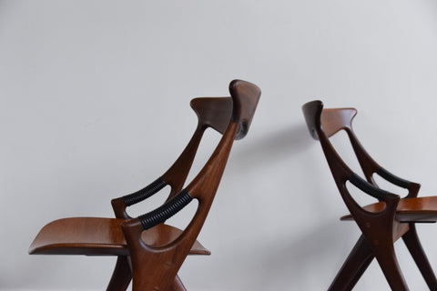 Vintage Pair of Rare Danish Early 1950s Model 71 Dining Chairs By Arne Hovmand Olsen For Mogens Kold