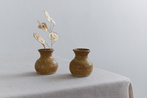 Vintage Pair of Studio Pottery Small Bud Vases