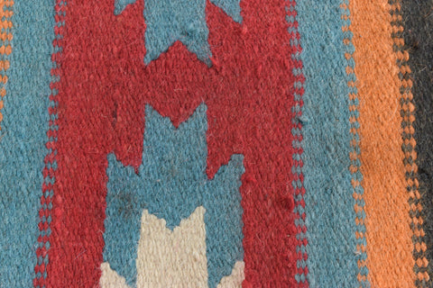 Vintage Patterned Aztec Flat Weave Wool Rug