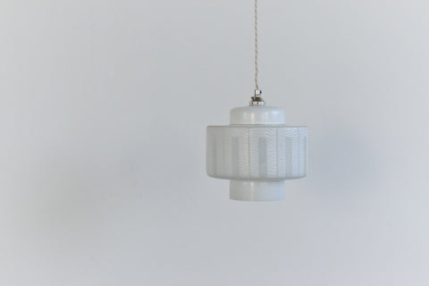 Vintage White Patterned Frosted Glass Textured Pendant Light Shade