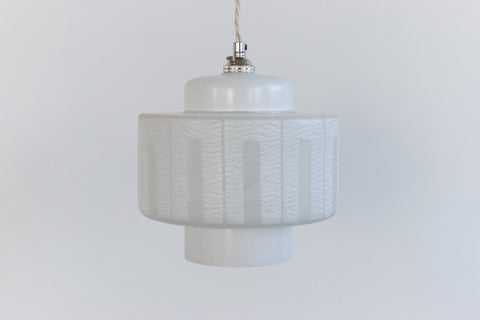 Vintage White Patterned Frosted Glass Textured Pendant Light Shade