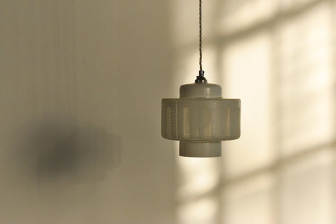 Vintage White Patterned Frosted Glass Textured Pendant Light Shade