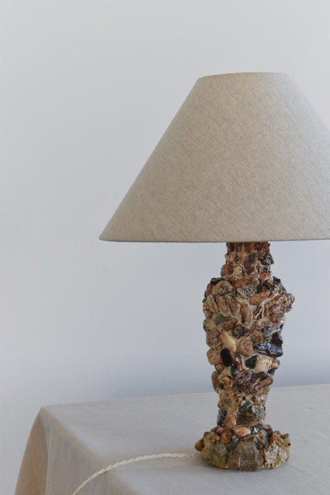 Vintage Pebble and Shell Table Lamp Base