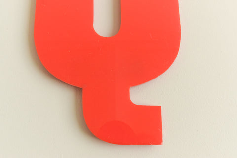 Vintage Perspex Red Cinema / Theatre / Shop Sign Letter 'Q'