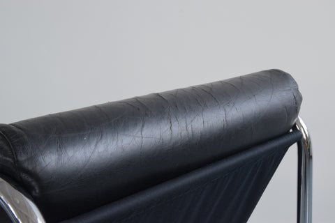 Vintage Pieff Kadia Black Leather and Chrome Arm Chair by Tim Bates