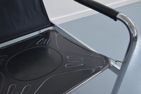 Vintage Pieff Kadia Black Leather and Chrome Arm Chair by Tim Bates