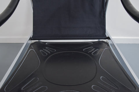 Vintage Pieff Kadia Black Leather and Chrome Arm Chair by Tim Bates