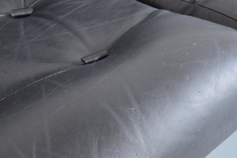 Vintage Pieff Kadia Black Leather and Chrome Three Seater Sofa by Tim Bates