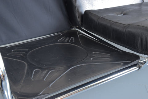Vintage Pieff Kadia Black Leather and Chrome Three Seater Sofa by Tim Bates