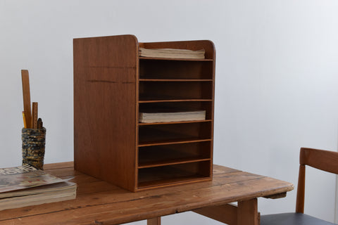 Vintage Plywood Desktop Paper Rack