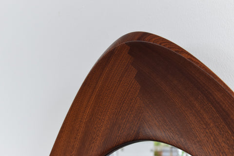 Vintage Rare Swedish Oval Teak Mirror by Glas & Trä Hovmantorp