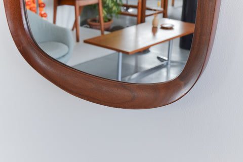Vintage Rare Swedish Teak Mirror by Glas & Trä Hovmantorp