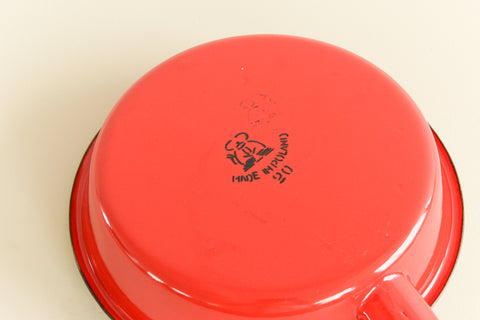 Vintage Red Enamel Frying Pan